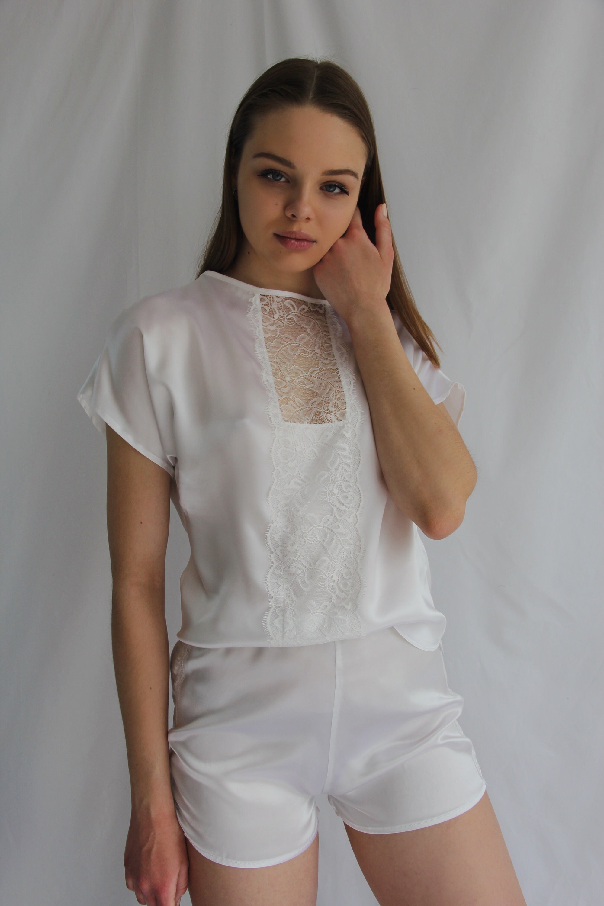 silk shirt with shorts