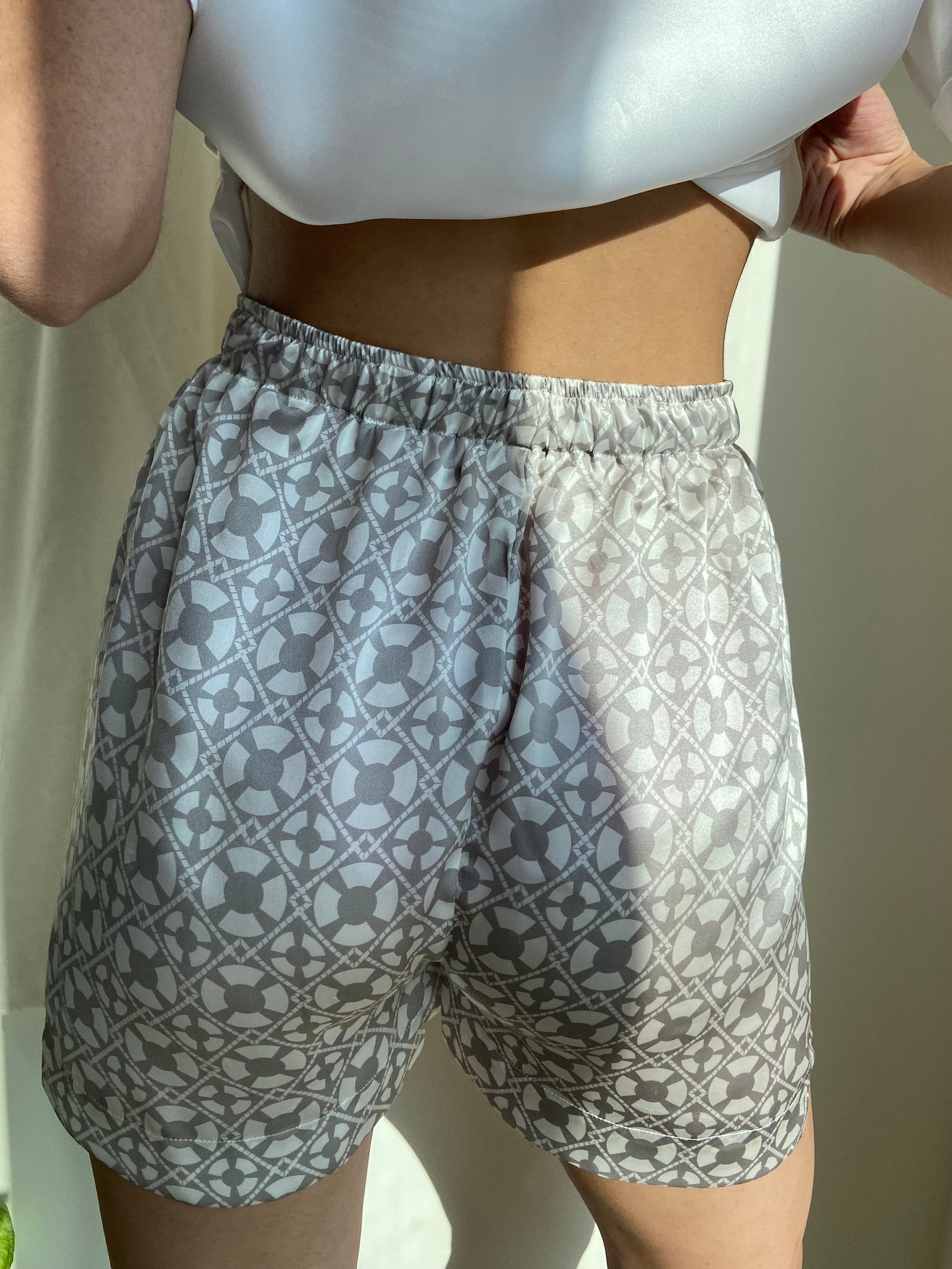 Silk Boxer Shorts 100 Silk Patterned Bottom Luxury Pajamas Etsy