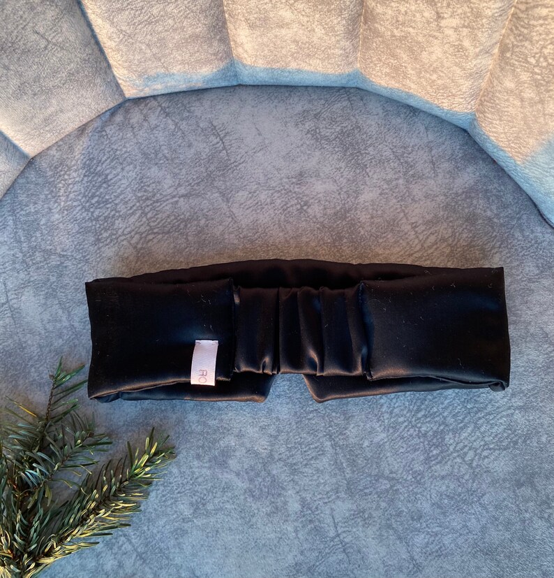 Black Silk Eye Mask / Sleep Mask, Deep Sleep & Anti Ageing, 100% Pure Organic Silk Sleeping Band image 6