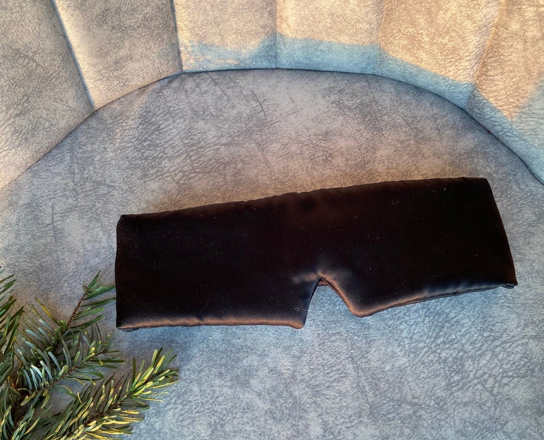 Black Silk Eye Mask / Sleep Mask, Deep Sleep & Anti Ageing, 100% Pure Organic Silk Sleeping Band image 5