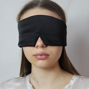 Black Silk Eye Mask / Sleep Mask, Deep Sleep & Anti Ageing, 100% Pure Organic Silk Sleeping Band image 3