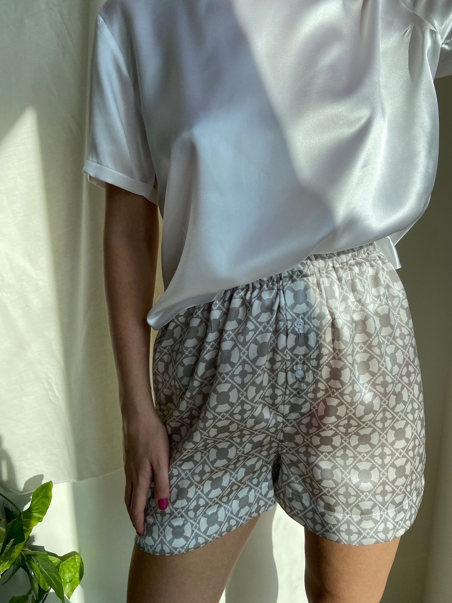 Silk Boxer Shorts 100 Silk Patterned Bottom Luxury Pajamas Etsy