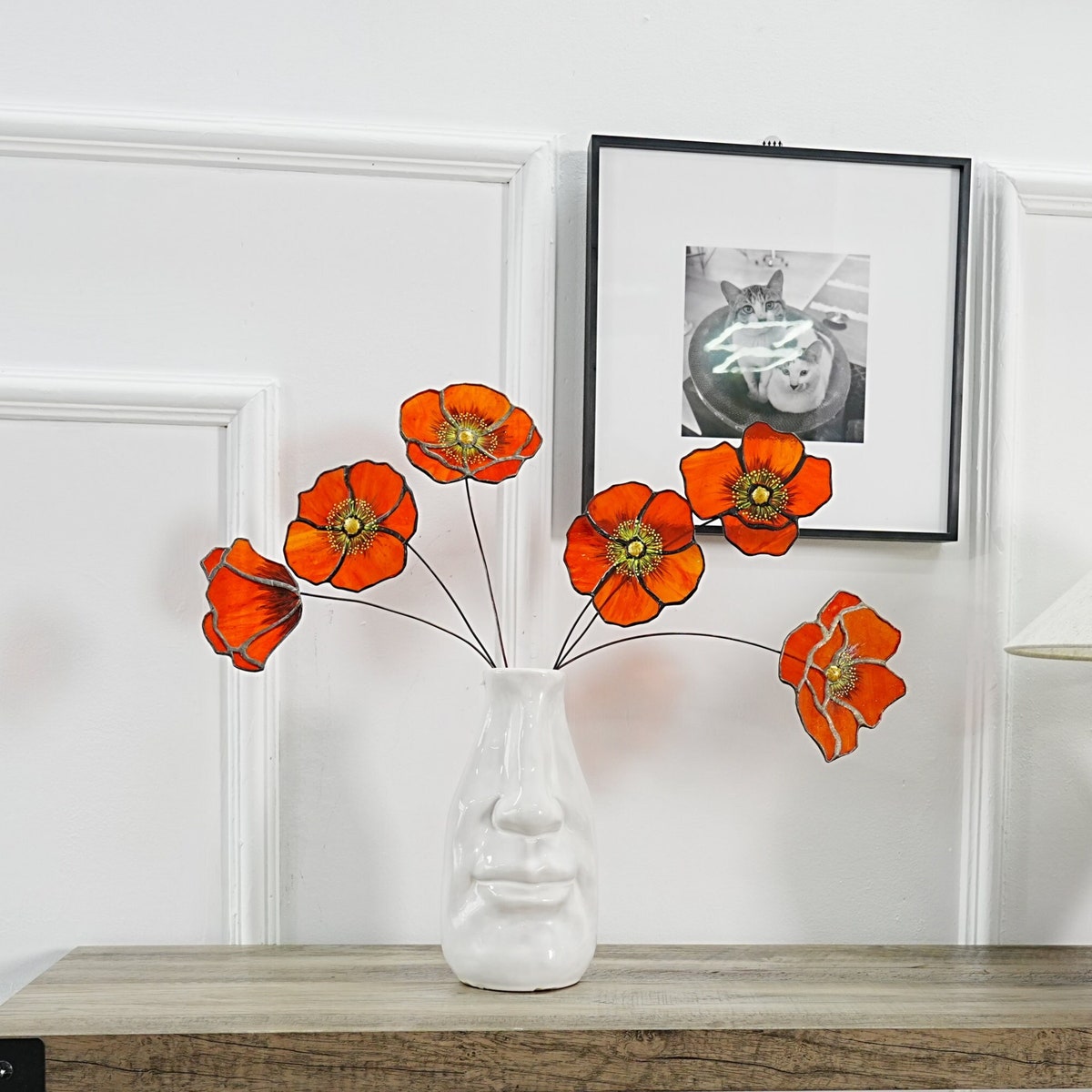 California Poppy Set of 6 Stained Glass Flowers-gift for Her-home Decor-christmas Gift-poppy Flower Decor-faux Flower-orange Flower - Etsy
