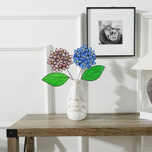 Hydrangea stained glass flowers-gift for her-Home decor-Table desk flower-Hydrangea garden decor-Christmas gift-Thanksgiving Day gift