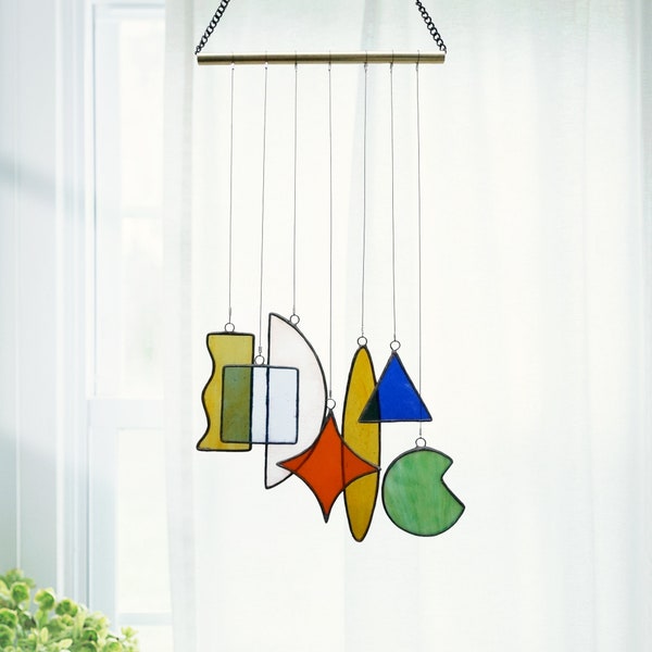 Benutzerdefinierte Buntglas Suncatcher Fensterbehang,Stain Glas Dekor,Fenster Glas Kunst,Geometrie Kunst,Minimalismus Wohnkultur,Glas Suncatcher