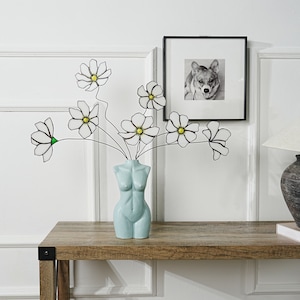 Weiße Kosmos-Buntglasblumen 1 Satz von 7, Kosmosblumendekor, Wohndekor, Geschenk für sie.Glaskunst, Gartenblumengeschenk, Blumensträußedekor