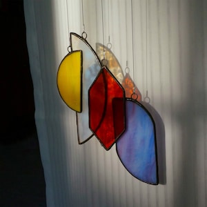 Benutzerdefinierte Buntglas Suncatcher Fensterbehang,Stain Glas Dekor,Fenster Glas Kunst,Geometrie Kunst,Minimalismus Wohnkultur,Glas Suncatcher Bild 9