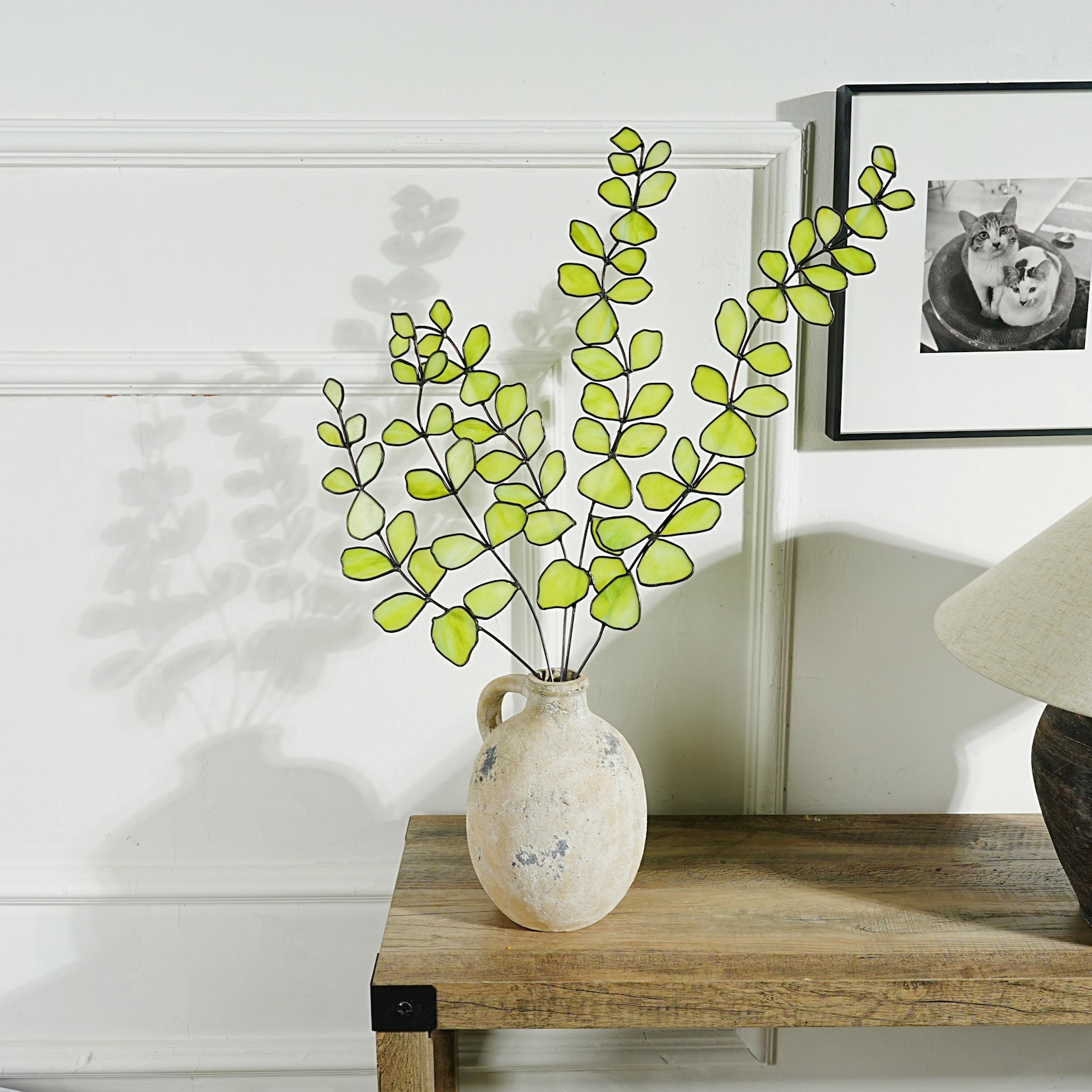 Stained Glass Eucalyptus Plant Decor: handmade home style - Big Size