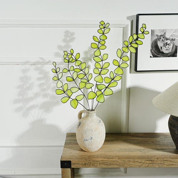 Stained Glass Eucalyptus Plant Decor: handmade home style