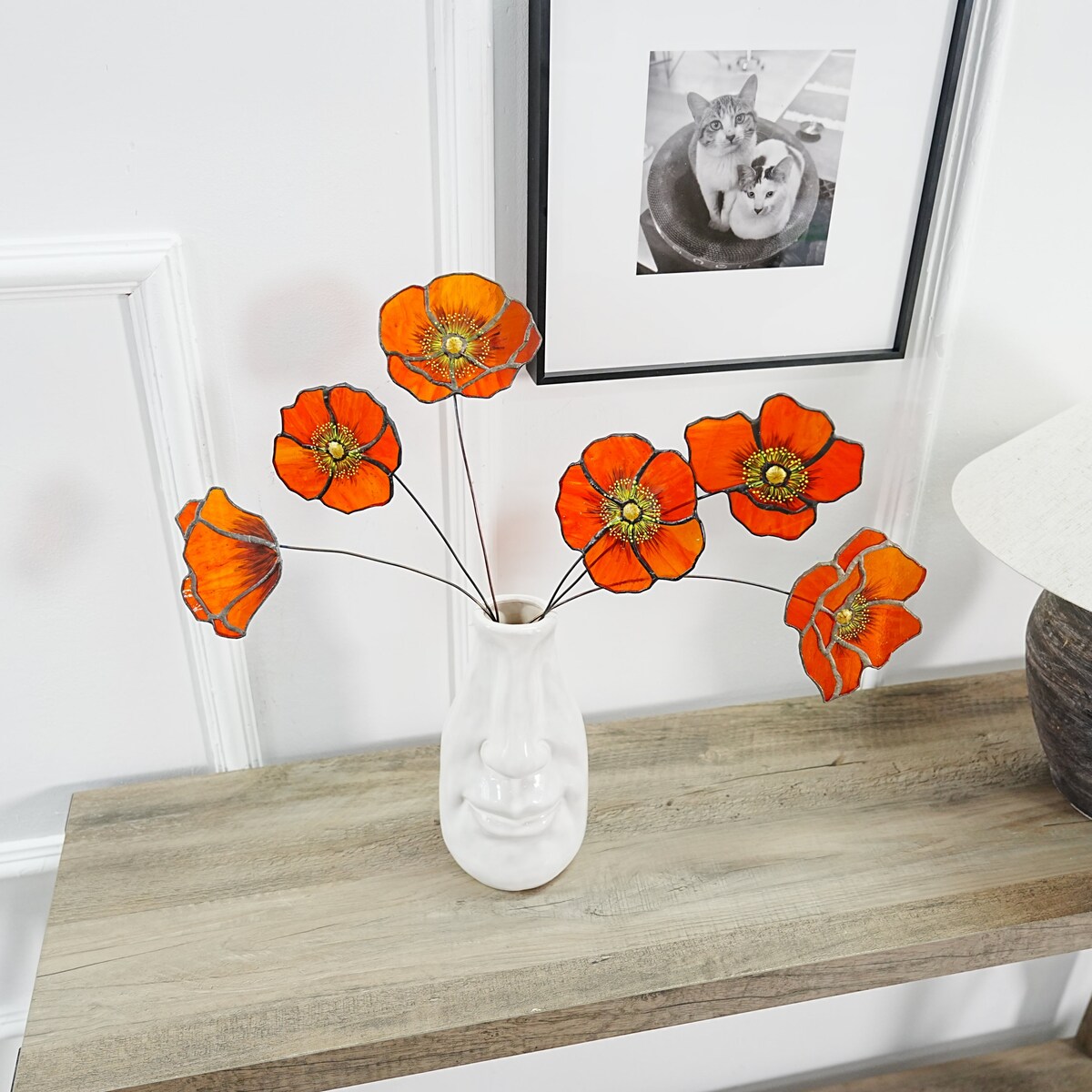 California Poppy Set of 6 Stained Glass Flowers-gift for Her-home Decor-christmas Gift-poppy Flower Decor-faux Flower-orange Flower - Etsy