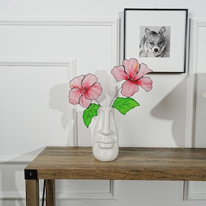 Hawaii Hibiscus Stained Glass Flowers: Home Decor, Set of 2