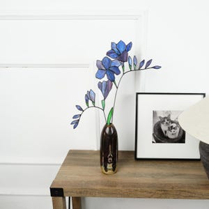 Freesia Blume Buntglas Neues Haus Geschenk, Freesia Blumensträuße, Glasblume für Haus, Wohnkultur, Gartendekor, Geschenk für sie