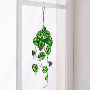 Monstera plant hanging decor sun catcher Plant stained glass home decor plant lover gift-won't die plant decor image 2