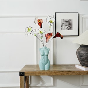 Stained Glass Calla Lily Set: Minimalist Floral Home Decor (17 inch)