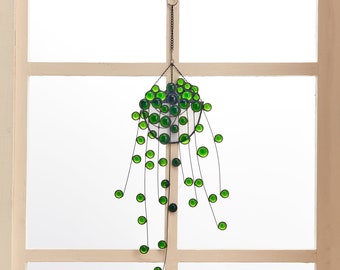 Chaîne de perles en vitrail attrape-soleil : décoration bohème