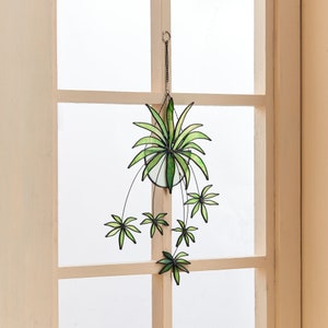 beugel Hangplant Gebrandschilderd glas Hangende suncatcher-Home Decor-Natuur sfeer glaskunst-Geïnspireerde tuinplant-Boho home decor-Hangplant