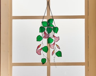 Pink Morning Glory Flower suncatcher Hanging window stained glass art-Home Decor-Nature vibe glass art-Nature-Inspired garden plant