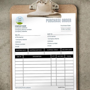 Purchase Order Form Invoice Template | Small Business Order Form Template | Editable Custom Order Form | Craft Order Form | Purchase Tracker
