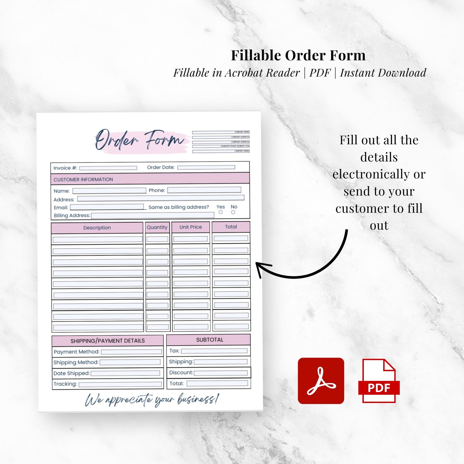 Fillable Order Form Template | Purchase Order Form Invoice Template ...