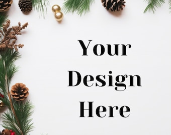 Vakantie achtergrond Mockup Flatlay stockfotografie, feestelijke foto Mock-up stijl kerstdisplay, seizoensgebonden achtergrond Overlay JPG Mock up