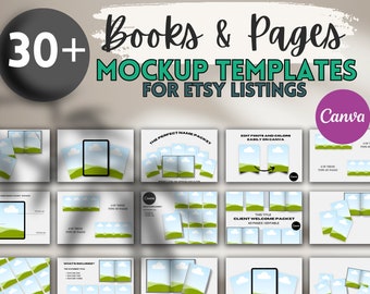 Ebook Mockup Etsy Listing Template Bundle Canva Template Page Mockups Printables, Workbook Mockup, Editable Listing Templates Planner Mockup