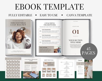 Modello Ebook Cartella di lavoro Canva / Libro guida per il coaching / Creatore del corso Libro di lavoro del corso / Modello guida Lead Magnet / Manuale E-Book digitale