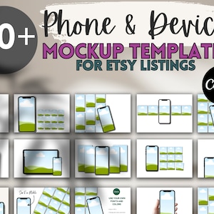 Phone Mockup Template Black Device Mock-ups Etsy Listing Mock up, Smartphone Mockup, Phone Screen Mock ups Editable Canva Listing Templates