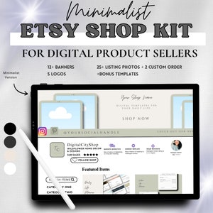 Etsy Digital Shop Kit, Neutral Shop Branding Kit, Etsy Success Bundle, Etsy Store Banners Digital Seller, Shop Templates Aesthetic, Minimal