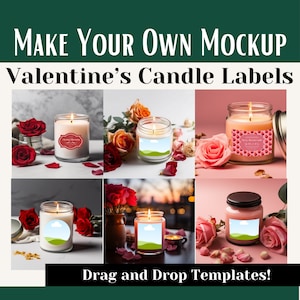 Mother’s Day Candle Mockup | Canva Candle Jar Label Mock up | Valentine&#39;s Day | Digital Download Product Mock-up Candle Branding Packaging