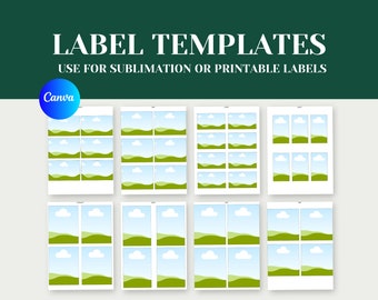 12 Blank Wine Label Templates | Candle Label Template | Printable Sublimation Sheet | Drag and Drop Canva Template | 8.5x11 SVG | PNG