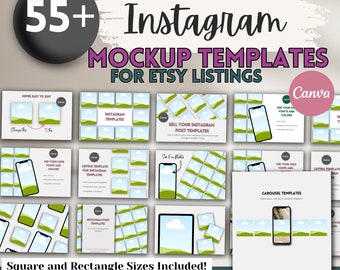 Etsy Listing Mockup Templates for IG Posts, Instagram Post Templates, Instagram Story Carrousel, Square Mock up, Canva Editable Mock-ups