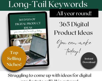 Digital Product Ideas, Passive Income Ideas, Digital Products Long-Tail Keywords, Small Business Guide, Make Money, Sell on Etsy Planner