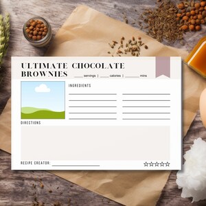 Editable Recipe Card Canva Template | Recipe Cards Insert Printable | 4X6in | 3X5in | Recipe Box Cards | Simple | Retro | Minimal Templates