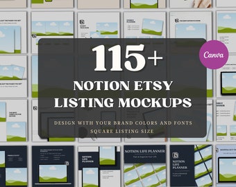 Notion Mockup Bundle Etsy Listing Modelos Canva para Notion Sellers, Notion Product Template Square Mock ups Device Mock-ups IPad Landscape