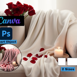 Mother&#39;s Day Velveteen Plush Blanket Mockup | Minky Throw Fleece Blanket Mock-up | Smart PSD Mockups | Canva Drag and Drop | PNG Transparent