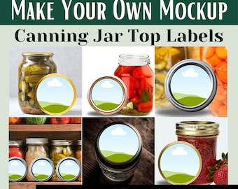 Canning Jar Label Templates, Mason Jar Top Label Mockup, Sell Your Labels DIY Label Mock up, Editable Canva Etsy Listing Tag Mock-ups Seller