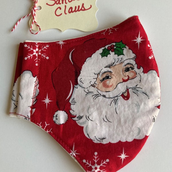Santa Claus Vintage Christmas Handmade Face-Mask | Adjustable/Fitted | Filter Options | 100% Premium Cotton | Made in the USA
