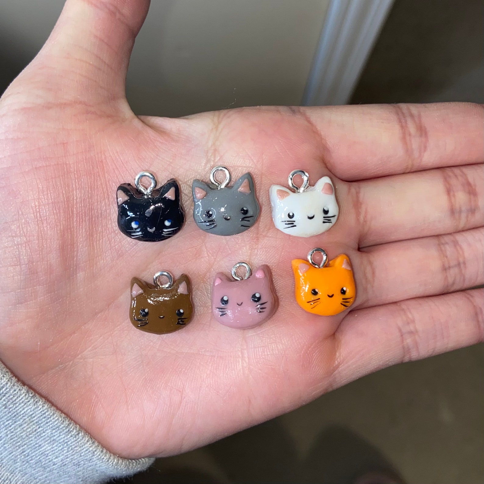 Kawaii polymer clay cat charms Etsy