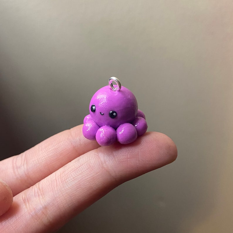 Kawaii moody octopus plushy clay earrings or charm | Etsy