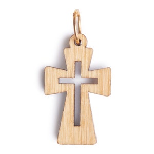 Olive Wood Flared Cross Pendant