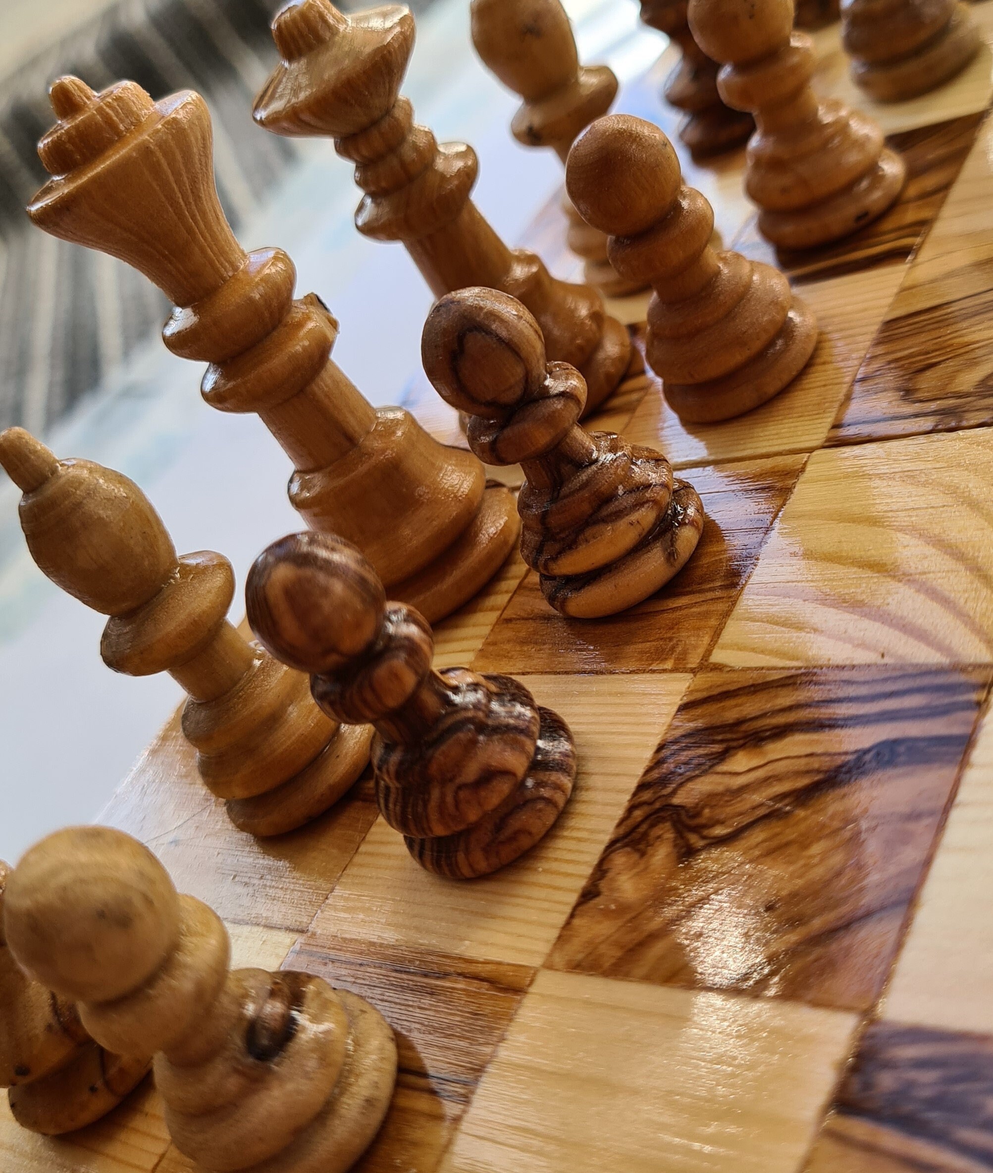 Chess Board Handmade Olive Wood Chess Board With Detailed Etsy
