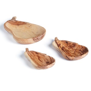 Handmade Olive Wood Pear Shape Serving Dish Set