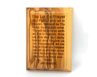 The Lords's Prayer Rectangular Hand Crafted Olive Wood Fridge Magnet