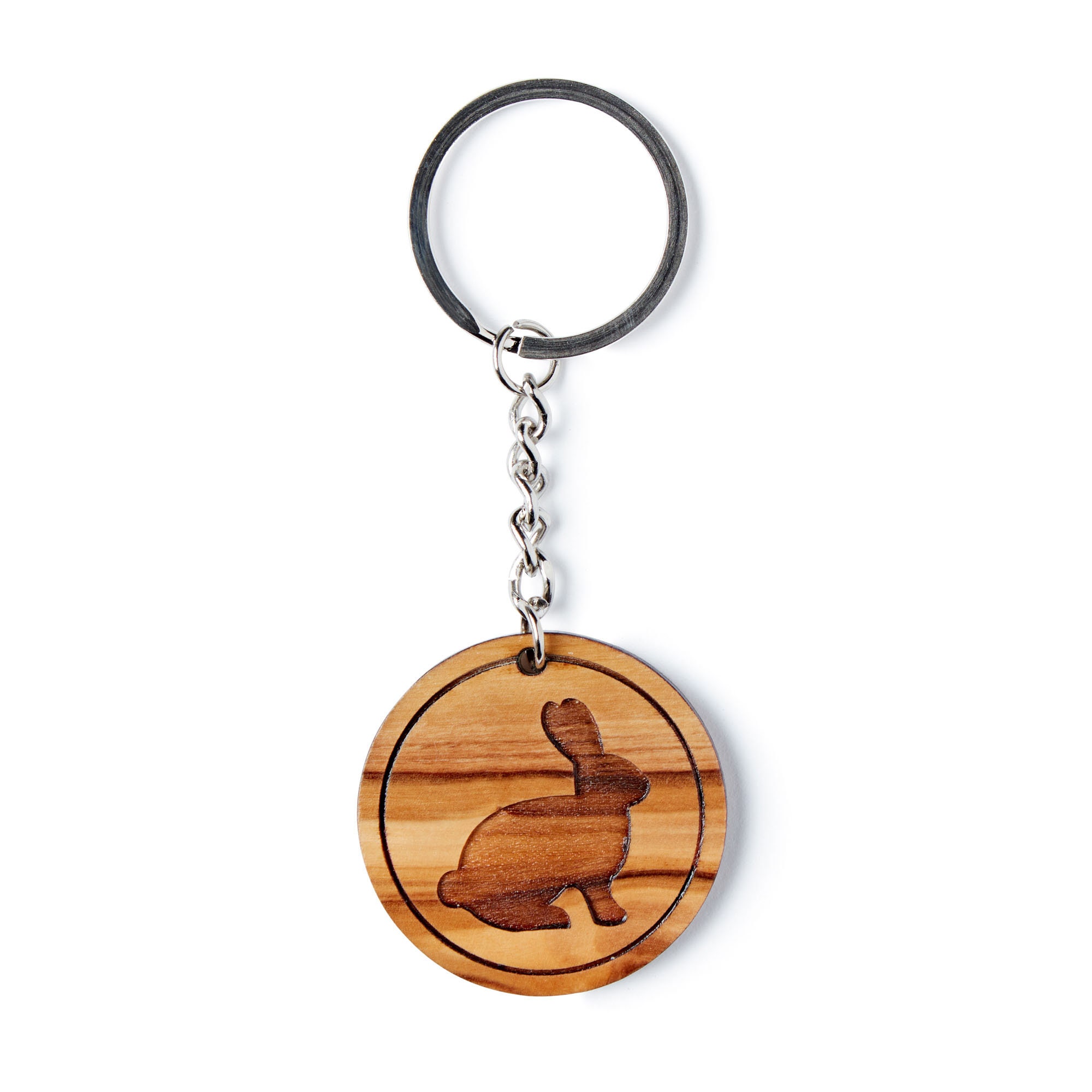 Rabbit Wooden Keyring Olive Wood Pet Key Chain Etsy UK