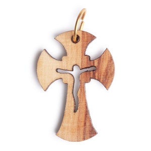 Olive Wood Crucifix Pendant With Flared Corners