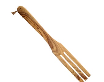 Hand Carved Olive Wood Serving Fork Utensil