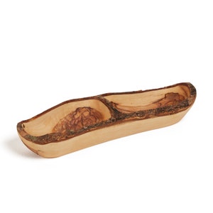 Natural Finish Double Olive Wood Serving Bowls Dishes