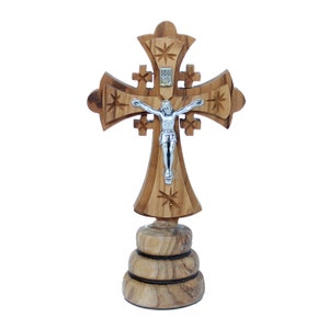 Jerusalem Cross Crucifix Handmade Of Olive Wood in The Holy Land OWC 023