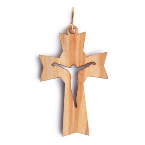 Olive Wood Crucifix Pendant With Flared Corners