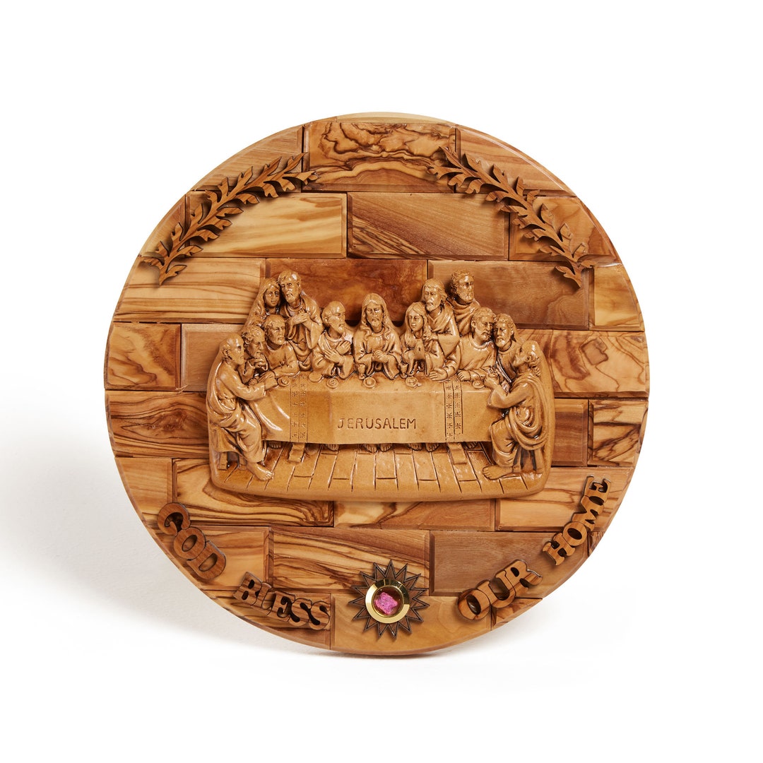 The Last Supper Round Hanging Wall Plaque on A Handmade Olive Etsy